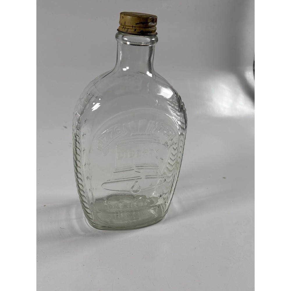 Liberty 1776 Glass Mug Embossed Stars Patriotic Americana Drinking Cup Clear